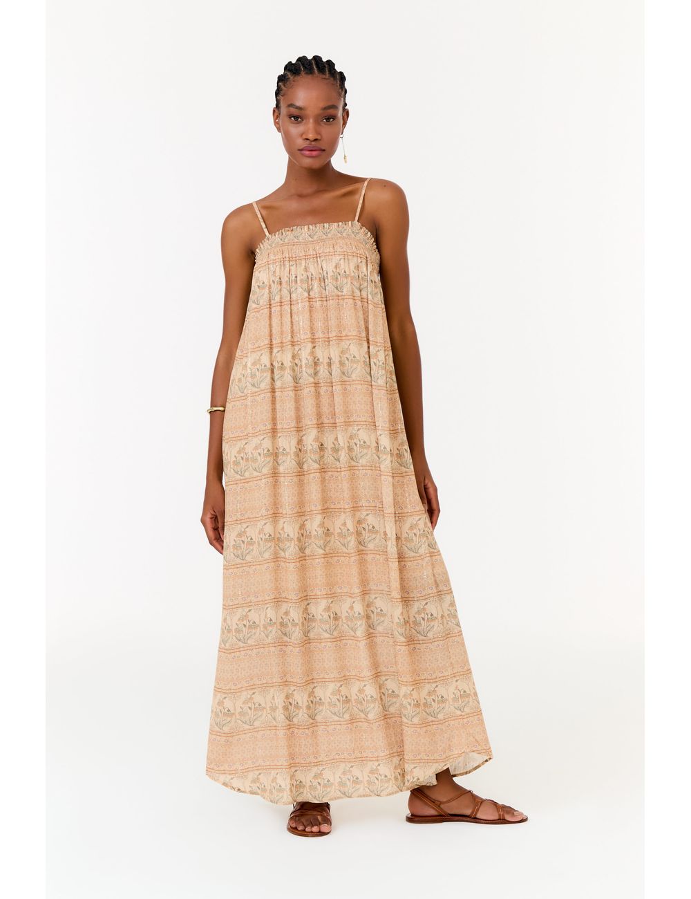 Vestido Lastex Estampa Florish Barrado