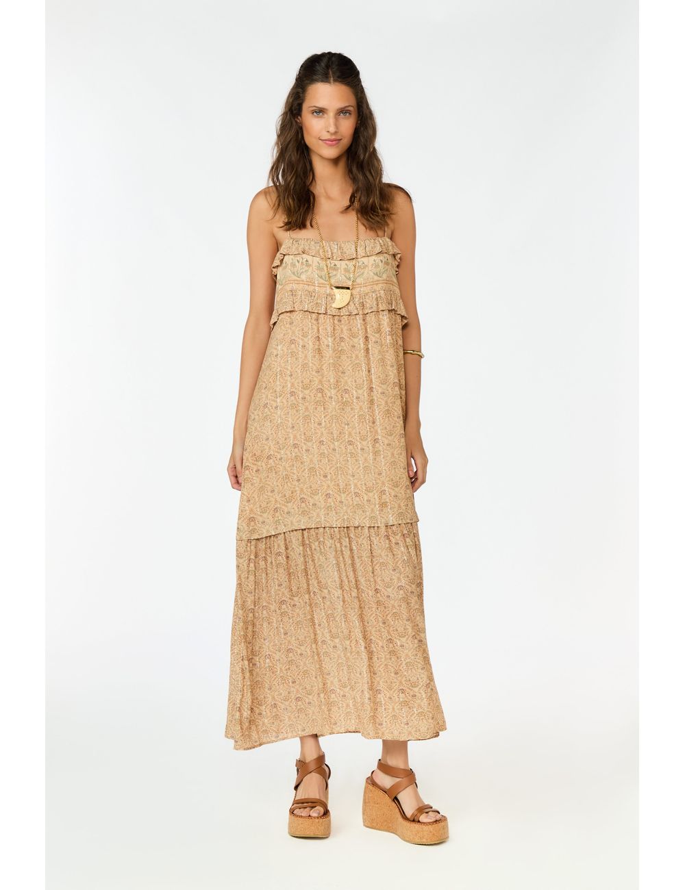 Vestido Babados Estampa Florish