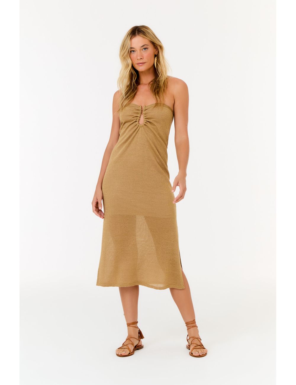 Vestido Tricot Sem Alça Decote Drop