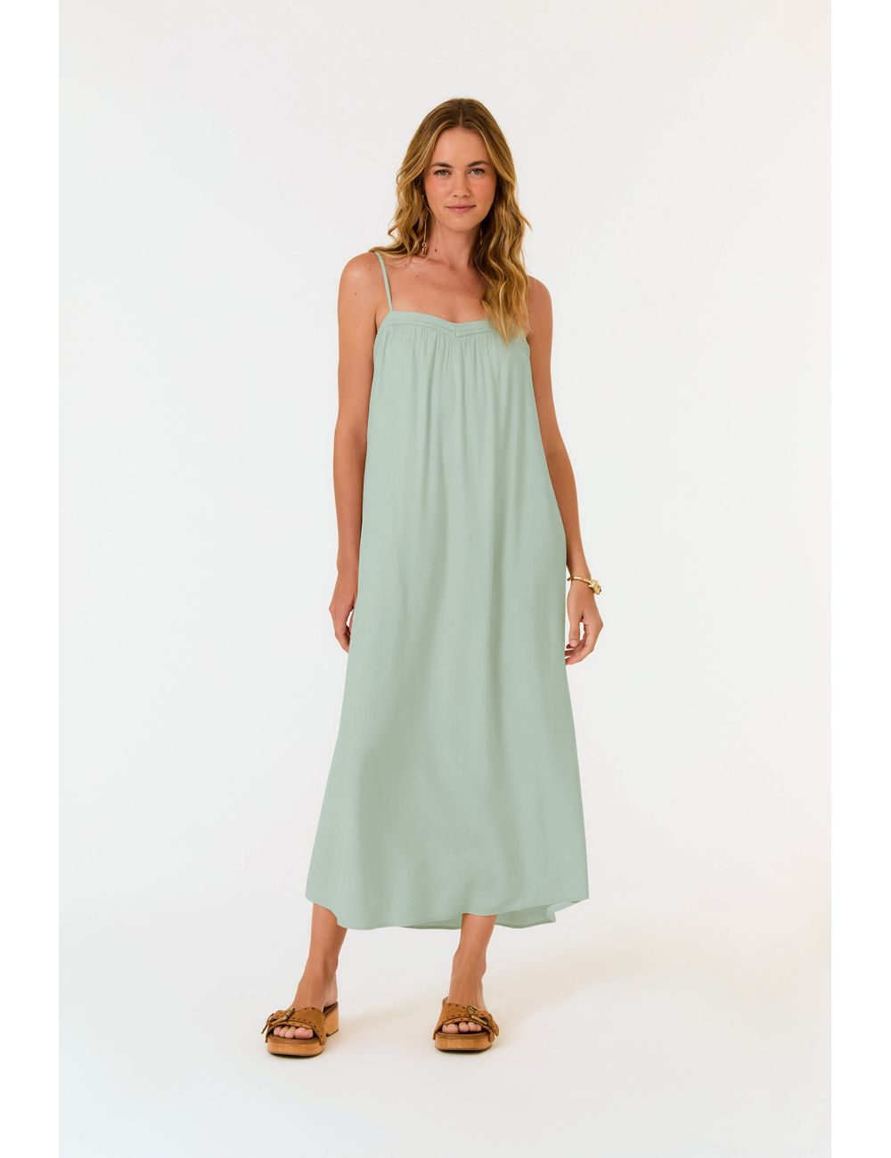 Vestido Midi Decote Recheio