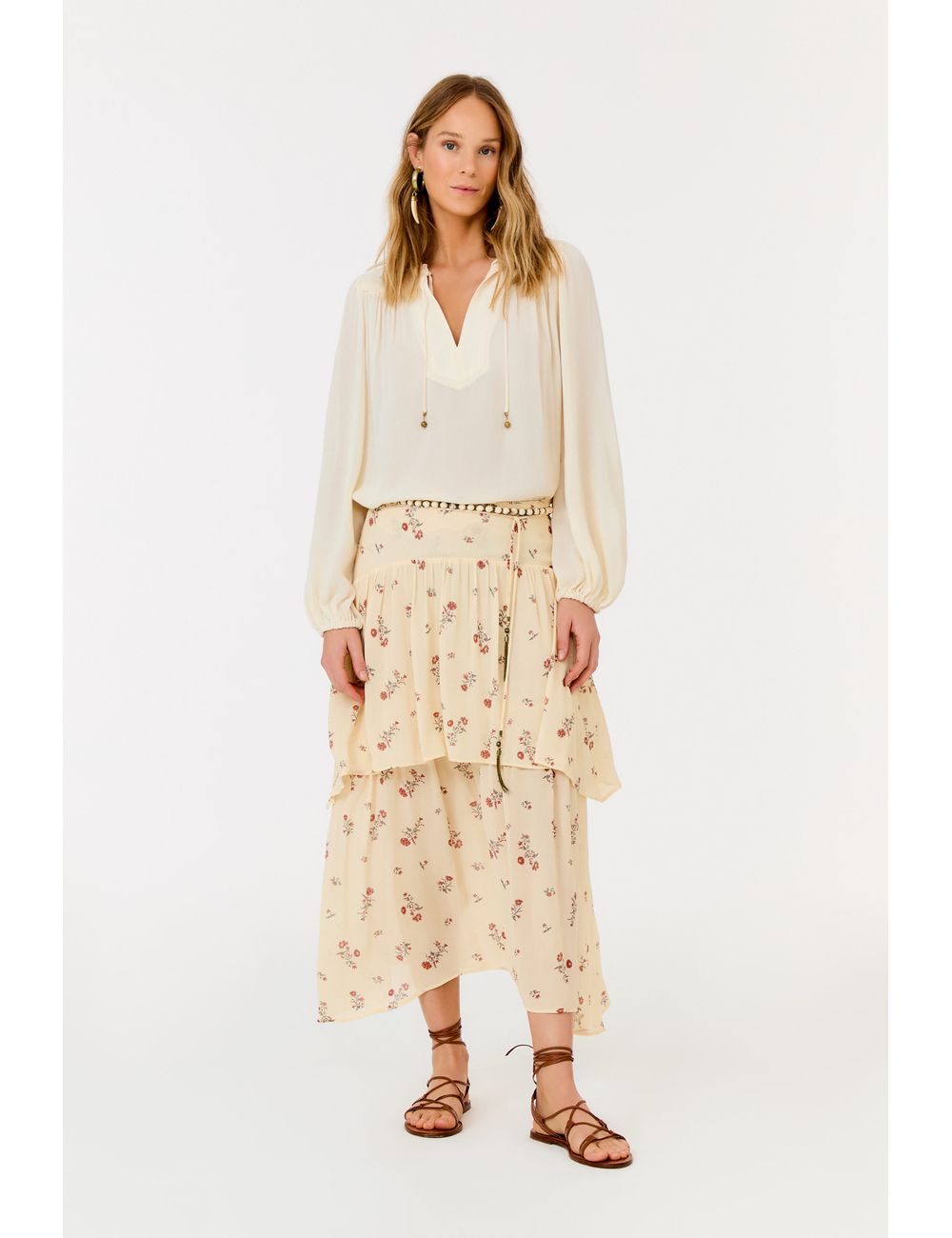 Saia Midi Ggt Estampa Aura