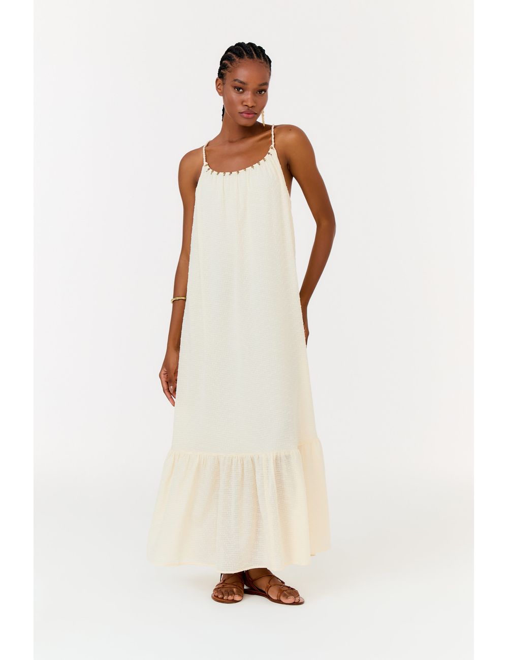 Vestido Midi Alcinha Bordado