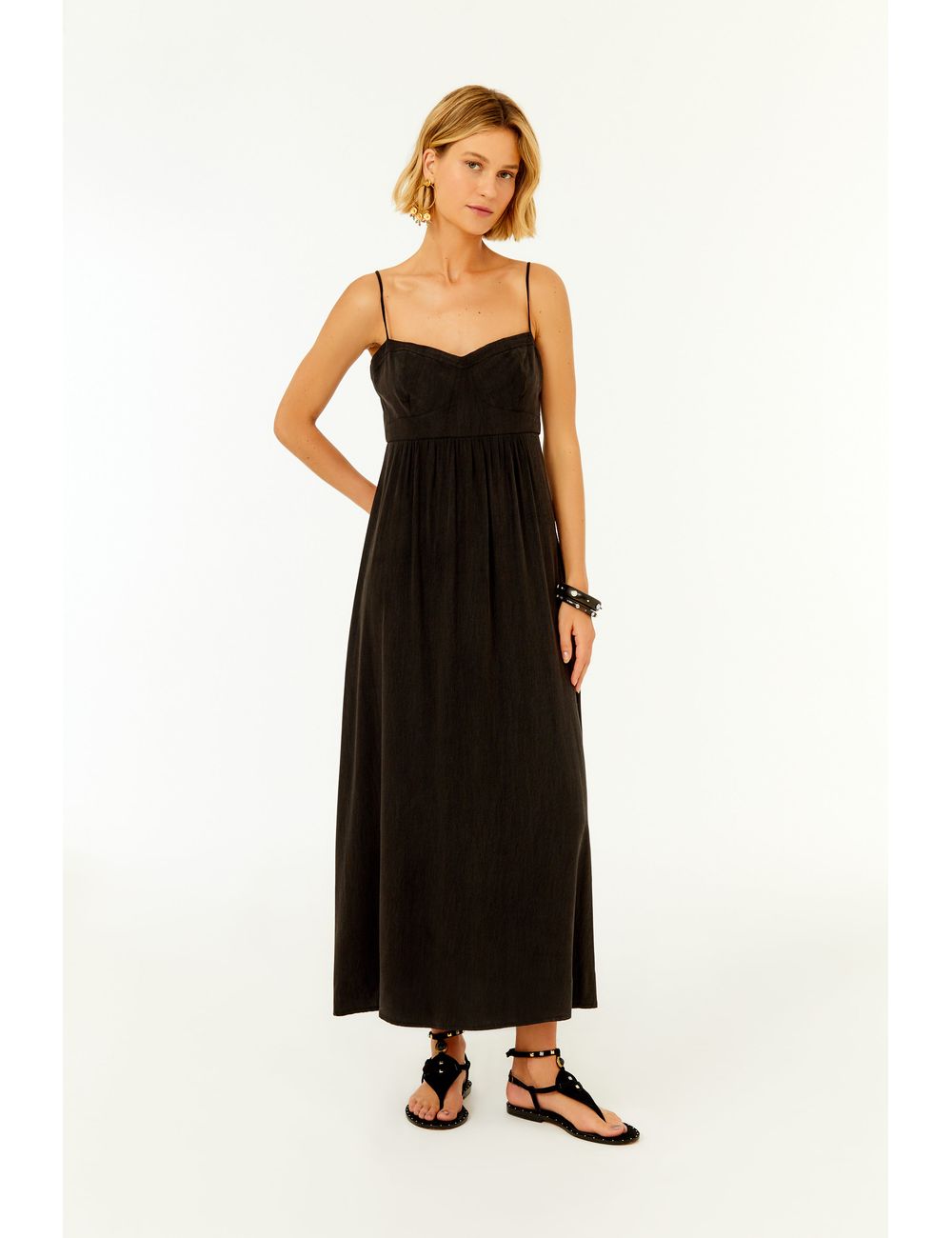 Vestido Midi Recortes Busto
