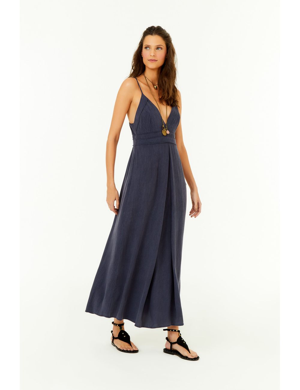Vestido Midi Recortes Transpasse