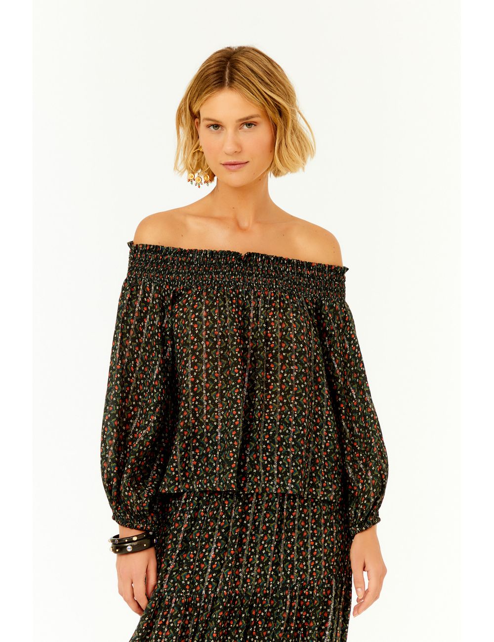 Blusa Ombro a Ombro Estampa Serena