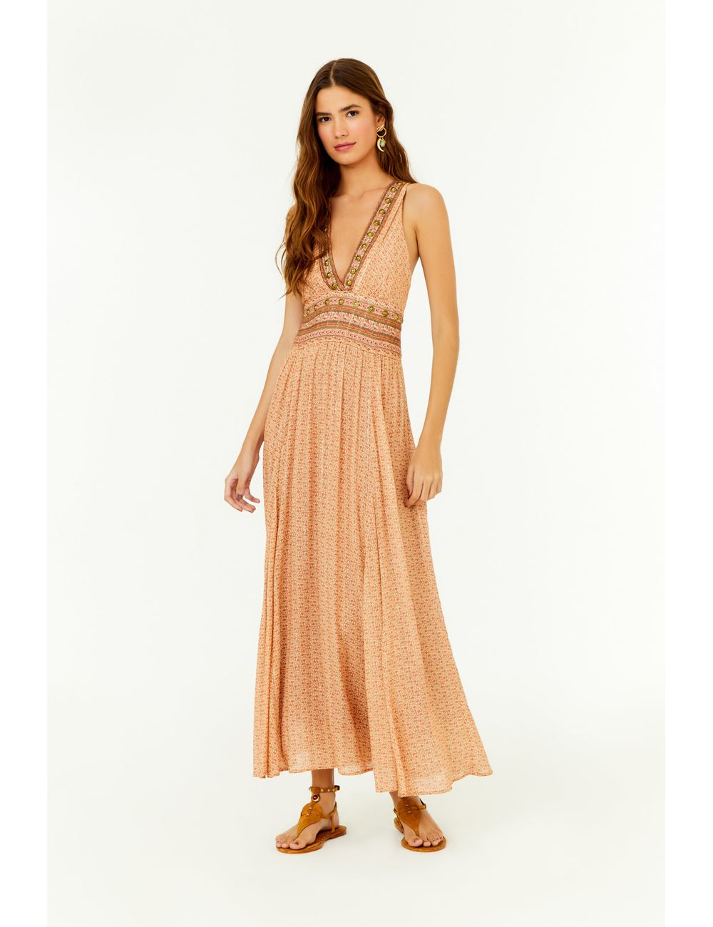 Vestido Decote Metais Estampa Lumine