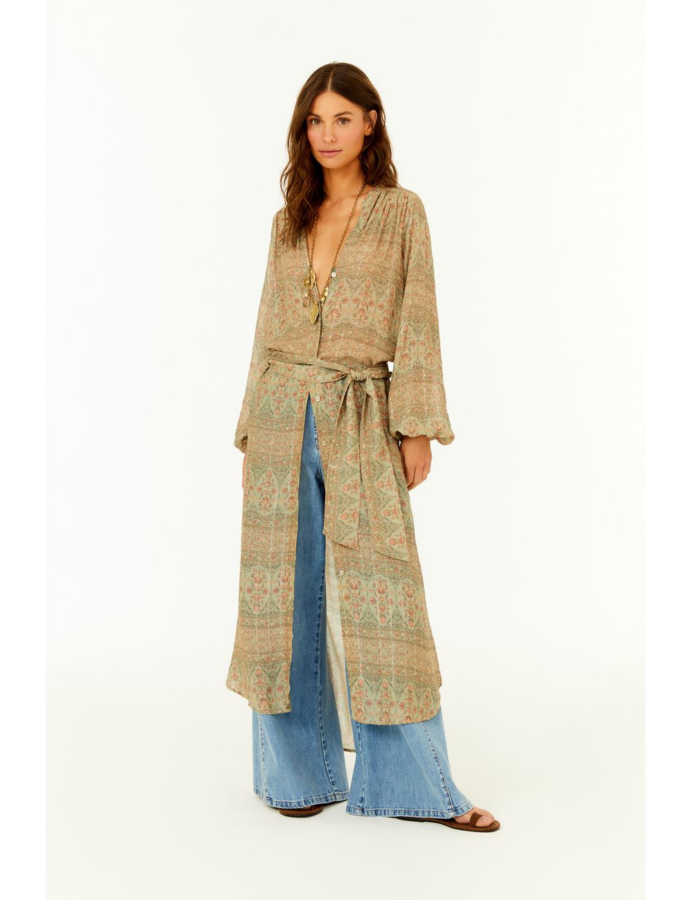 Vestido Midi Faixa Estampa Petala