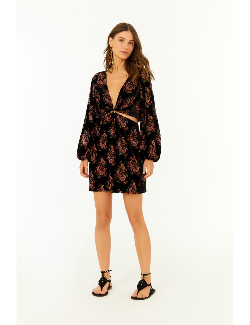 Vestido Curto Veludo Devore