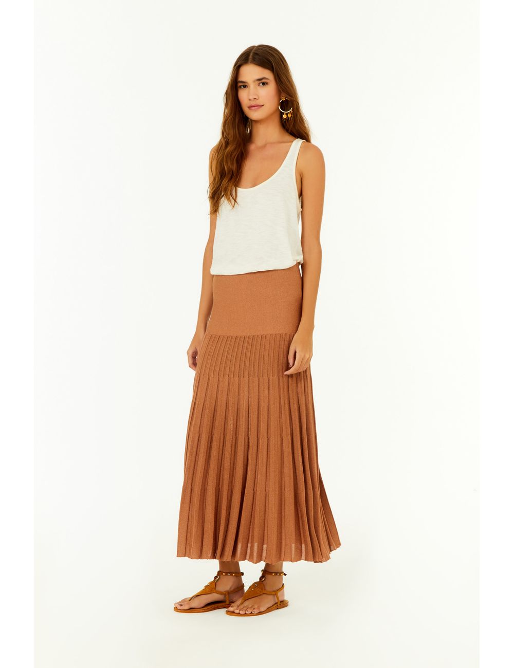 Saia Tricot Plissada Com Pala