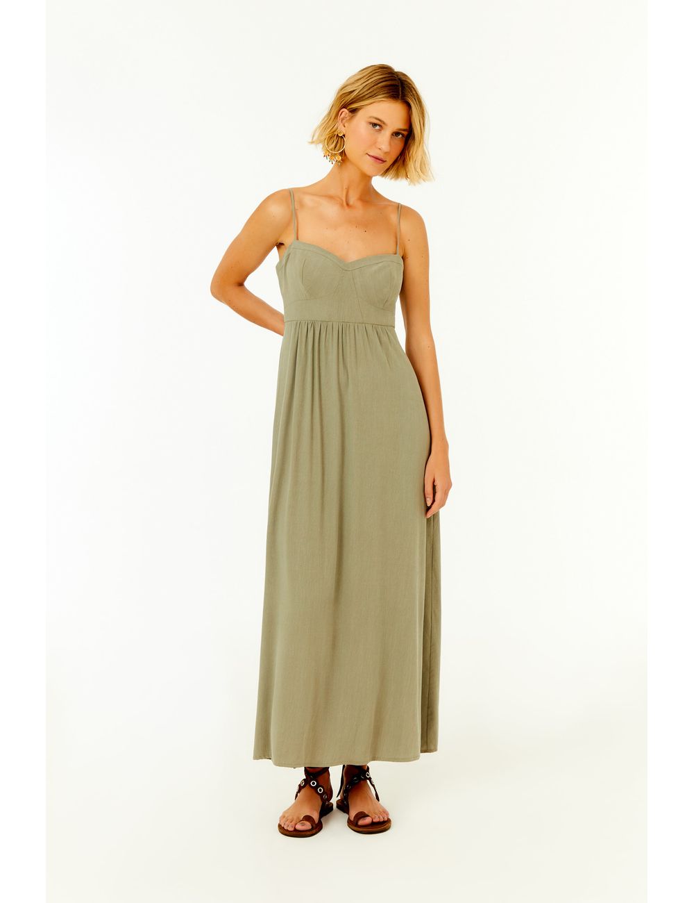 Vestido Midi Recortes Busto