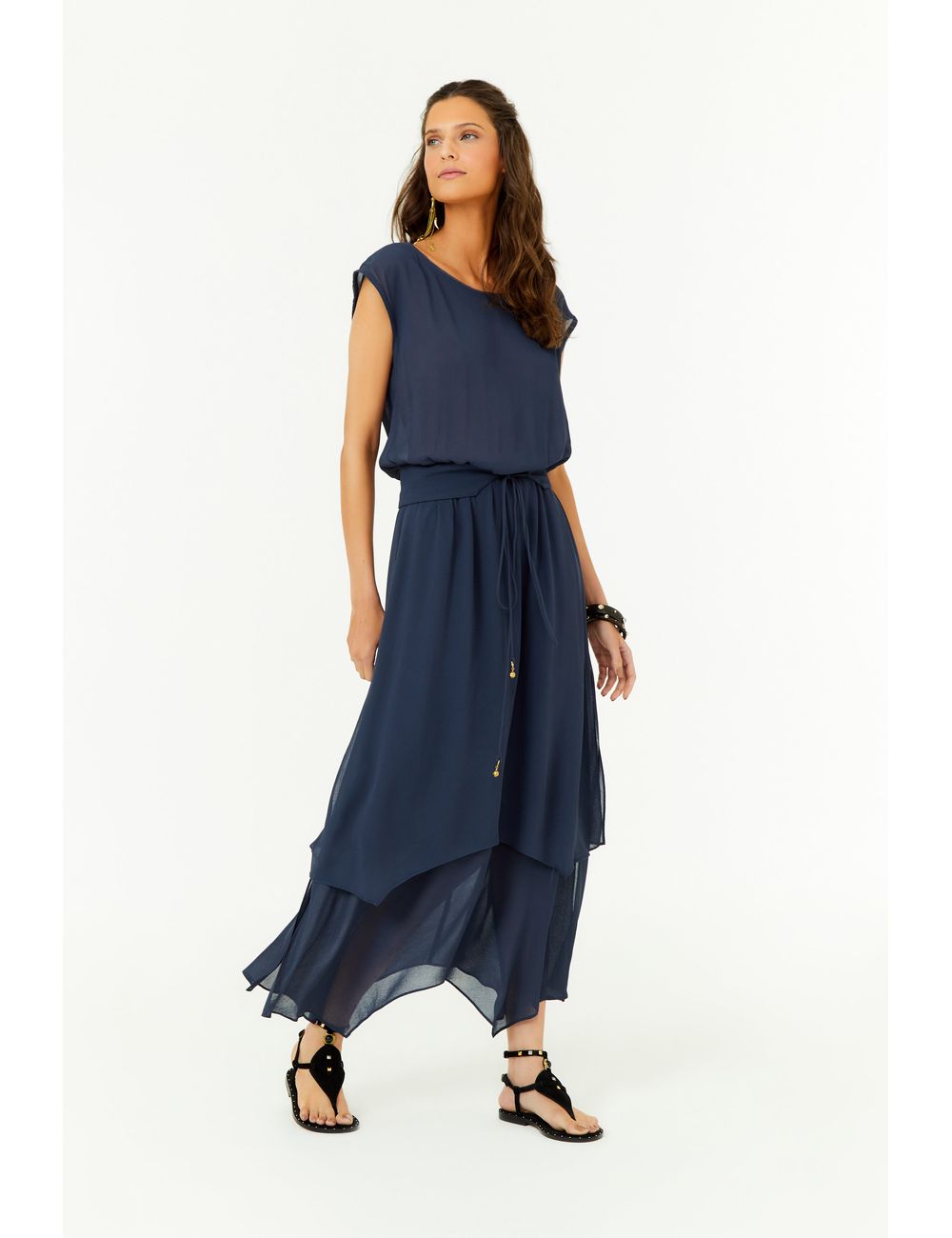 Vestido Midi Ggt Decote Assimétrico