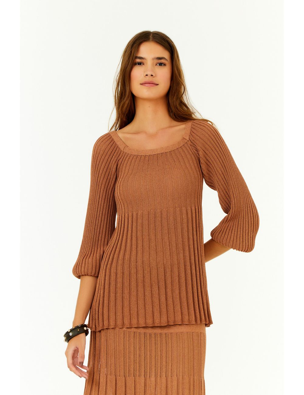 Blusa Tricot Pala Ombro a Ombro