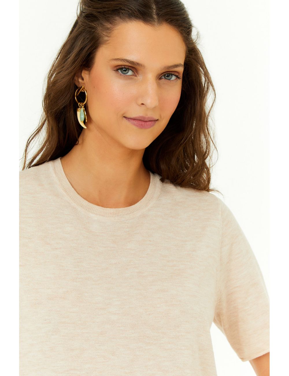 Blusa Tricot Decote Careca