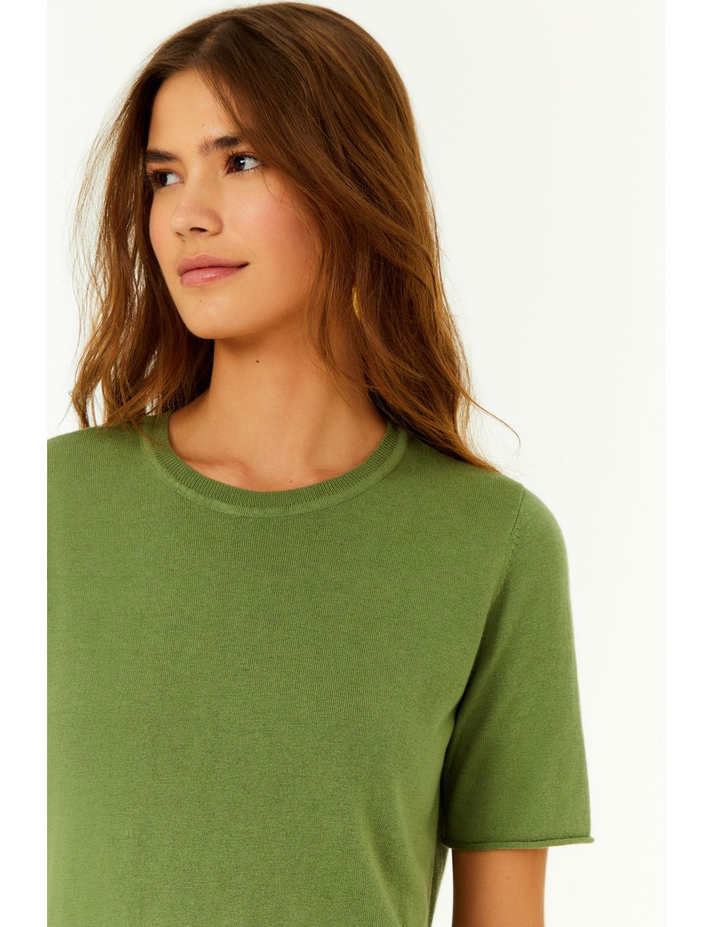 Blusa Tricot Decote Careca