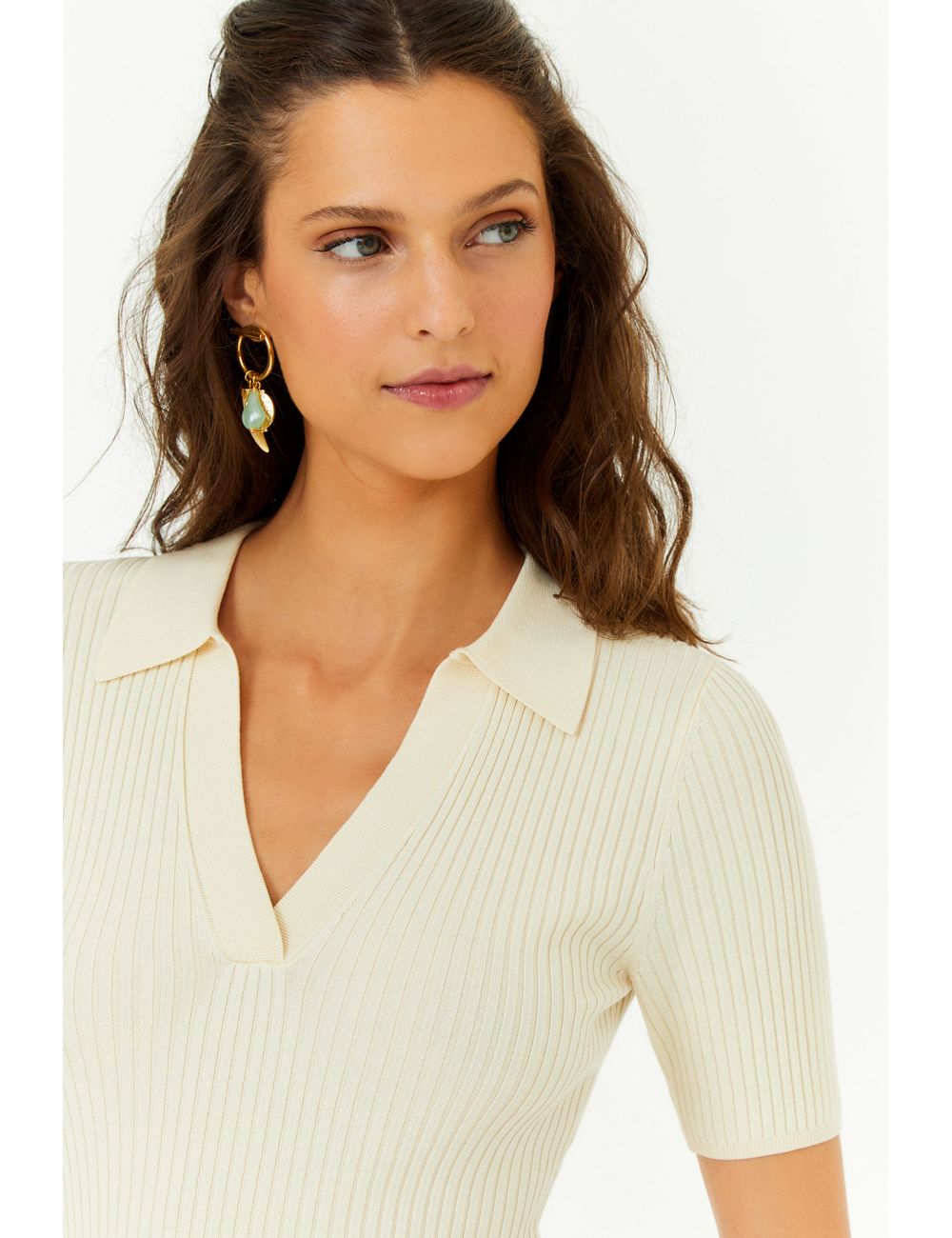 Blusa Tricot Polo Canelada