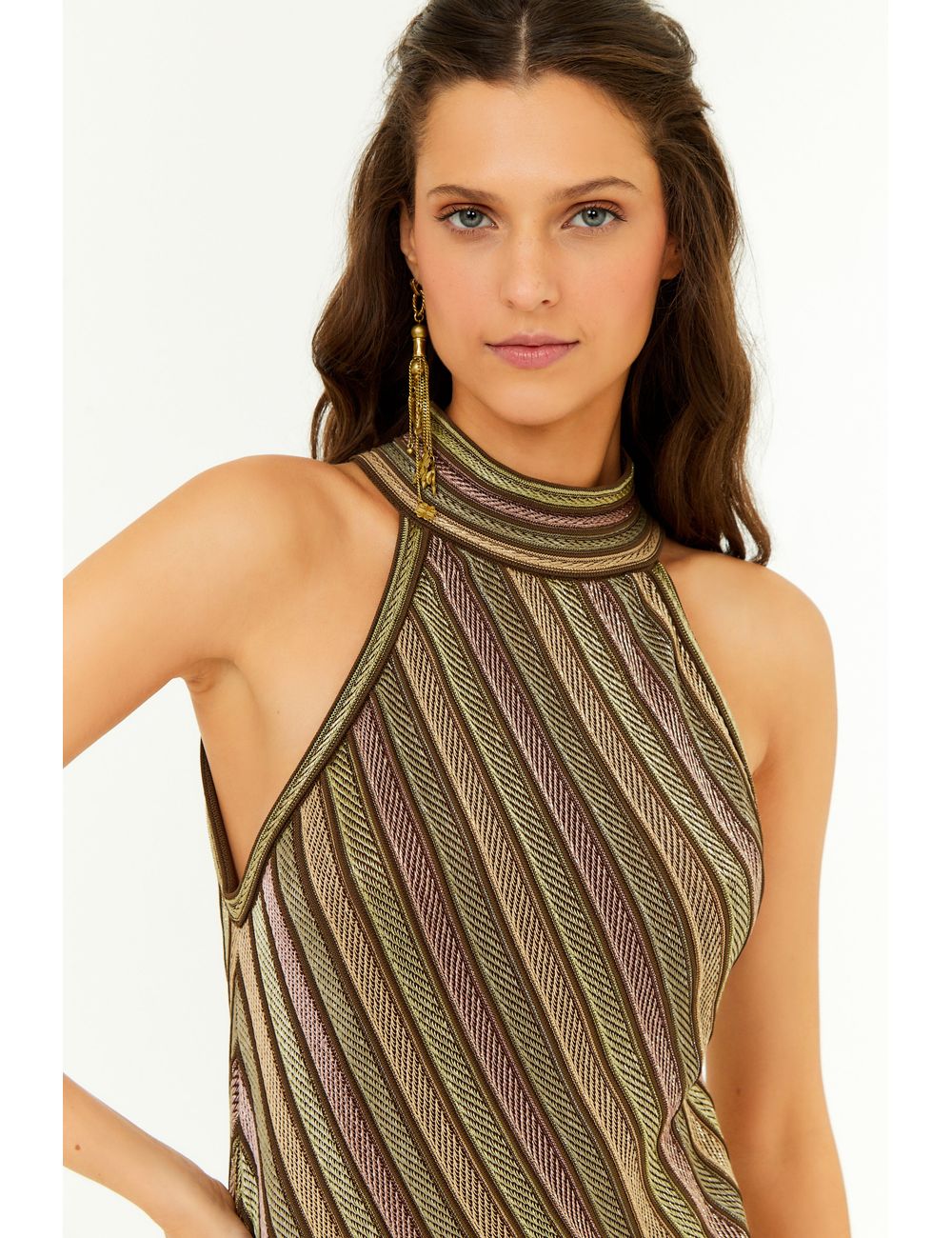 Túnica Tricot Gola Alta Multicolor