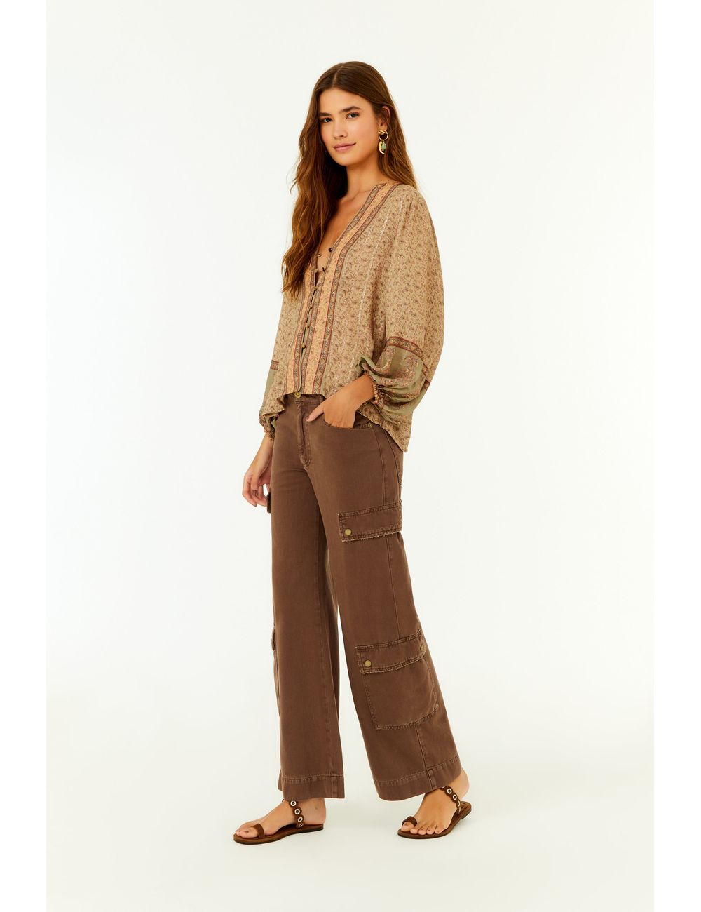 Calça Sarja Cargo Stone