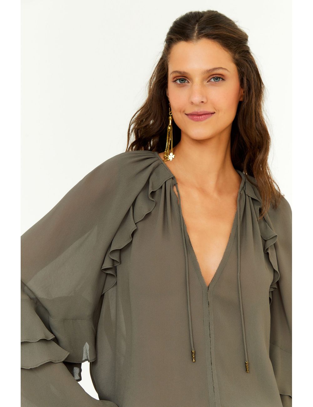 Blusa Manga Longa Ggt Babados