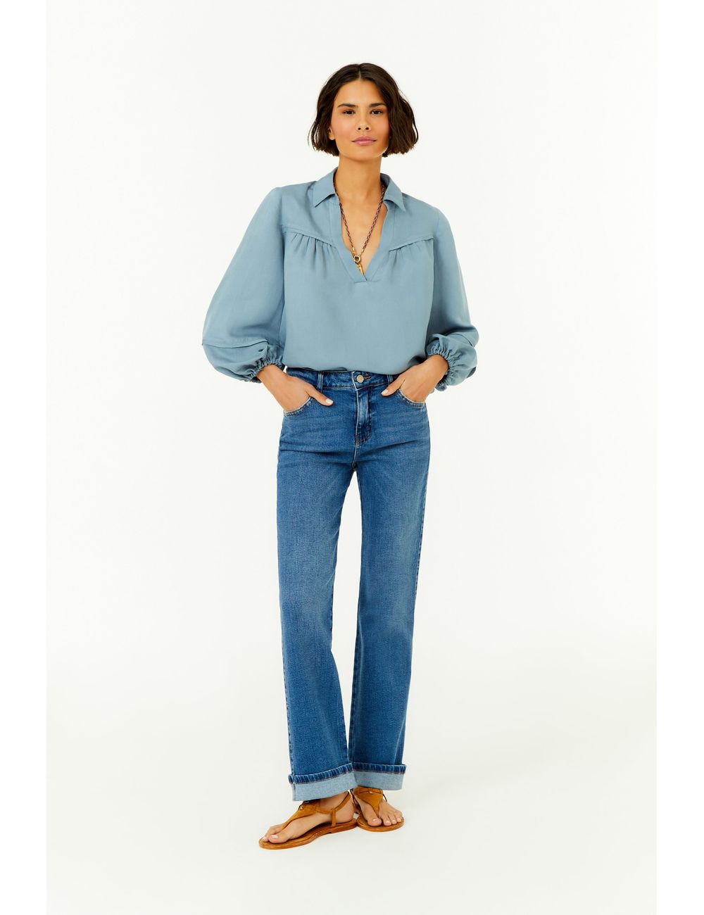 Calça Jeans Slim Barra Virada