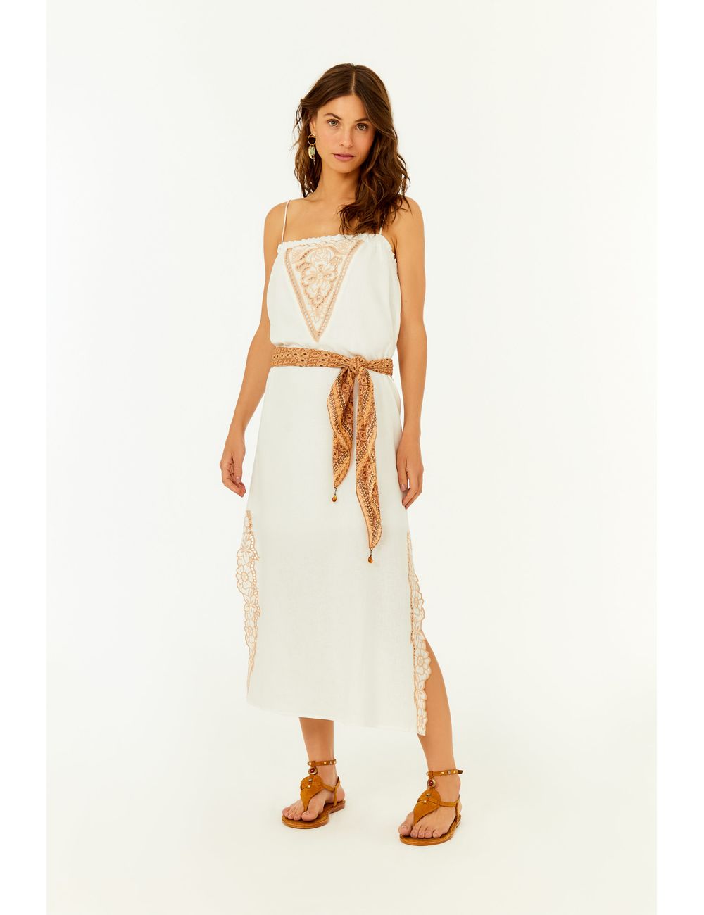 Vestido Alça Bordado Lotus