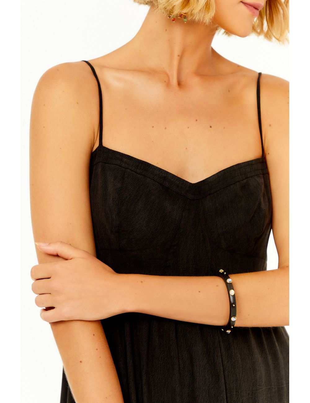 Pulseira Fina Wood Pedras - Preto / U