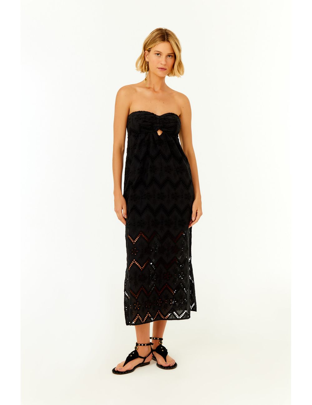 Vestido Sem Alça Bordado Gale