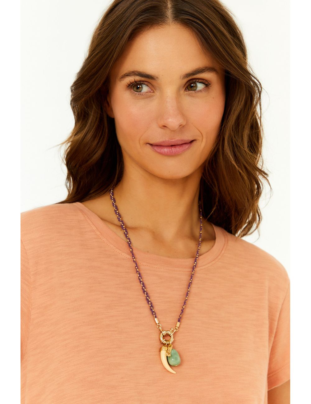 Colar Patua Dente Off Resina - Roxo / U