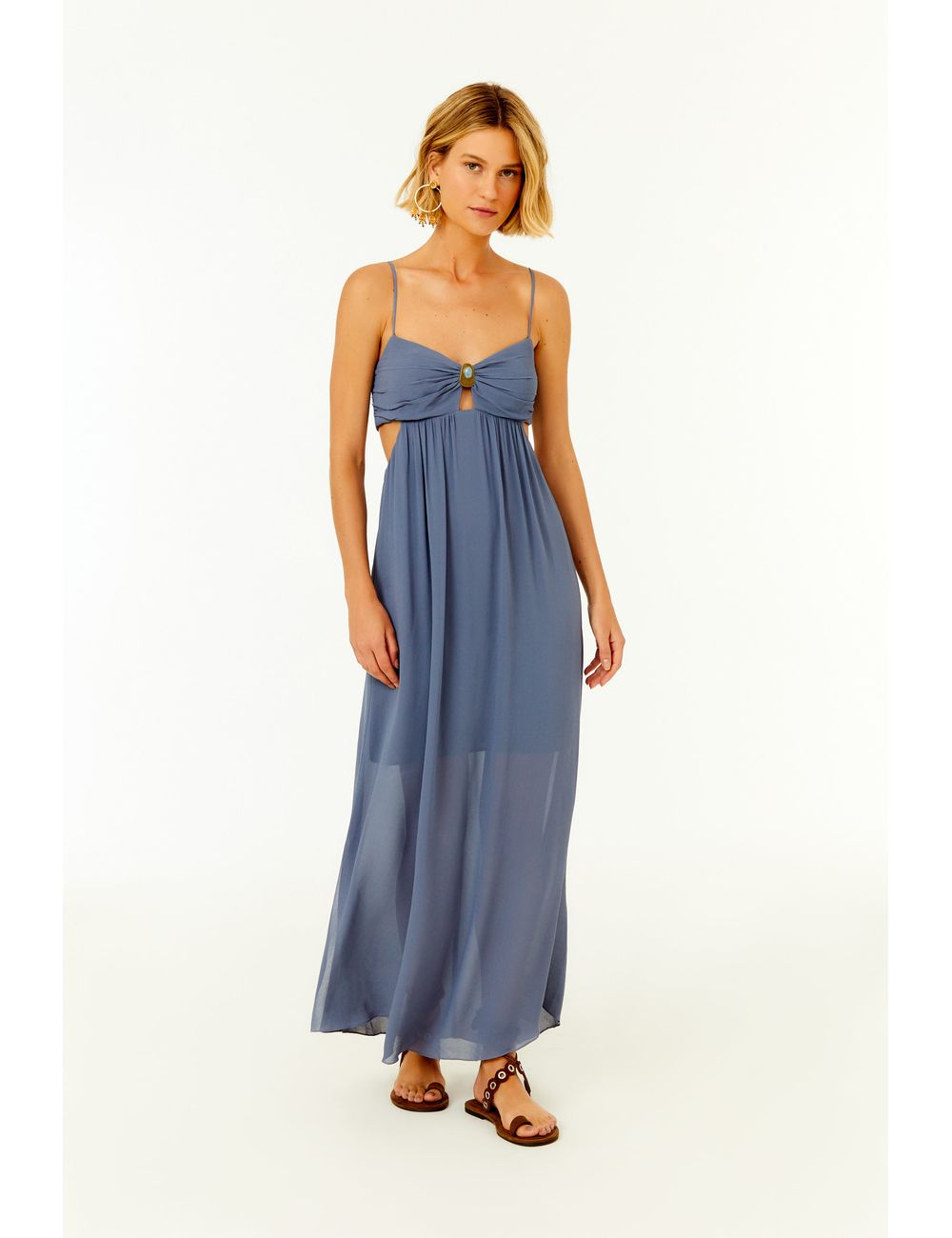 Vestido Midi Ggt Decote Metal