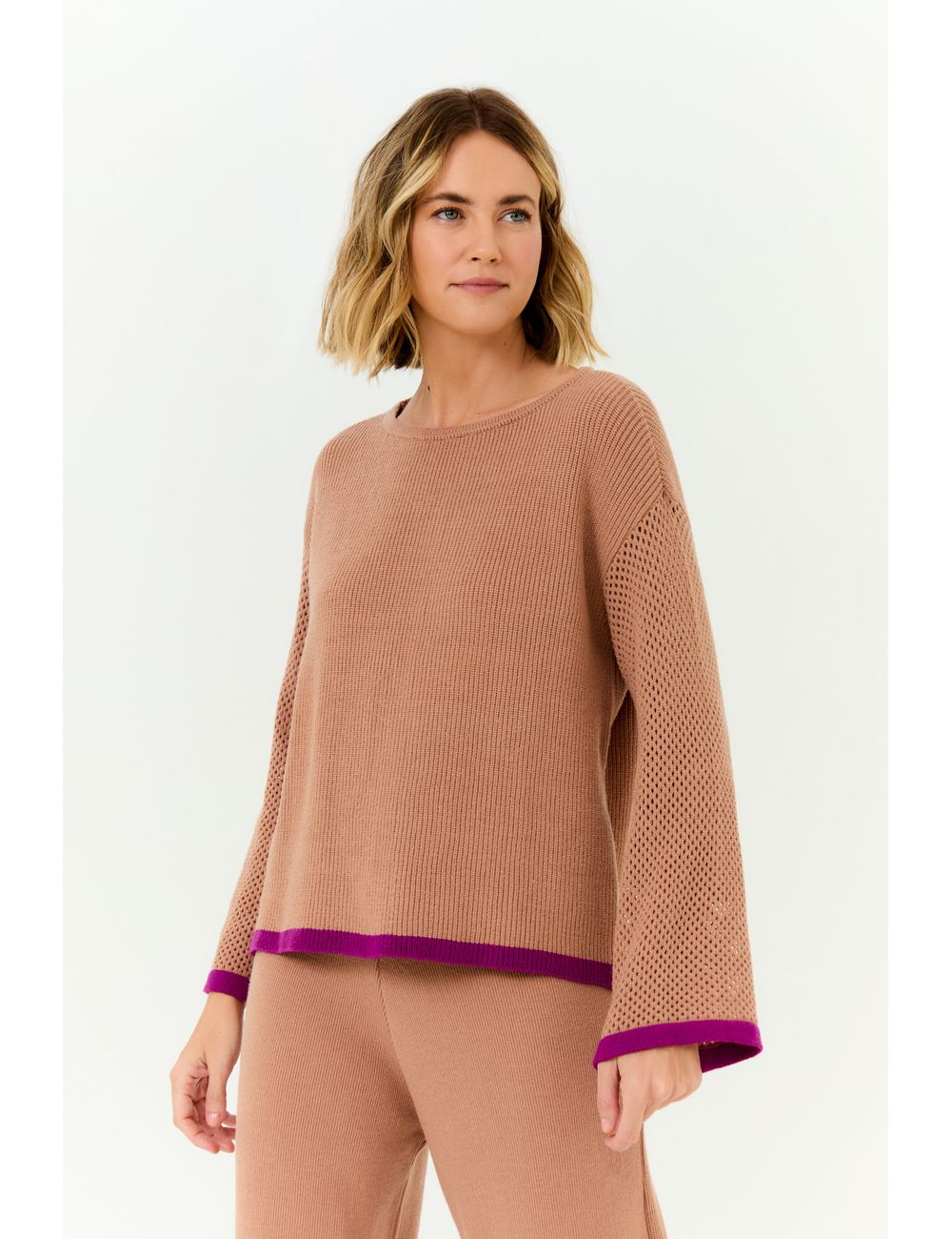 Blusa Tricot Canelada Com Viés