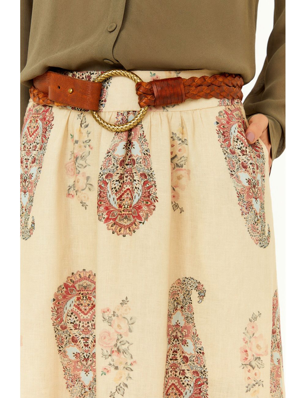 Cinto Couro Tresse Argola Texturizada