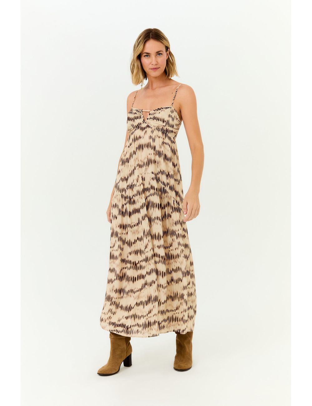 Vestido Midi Alça Ggt Estampa Echo