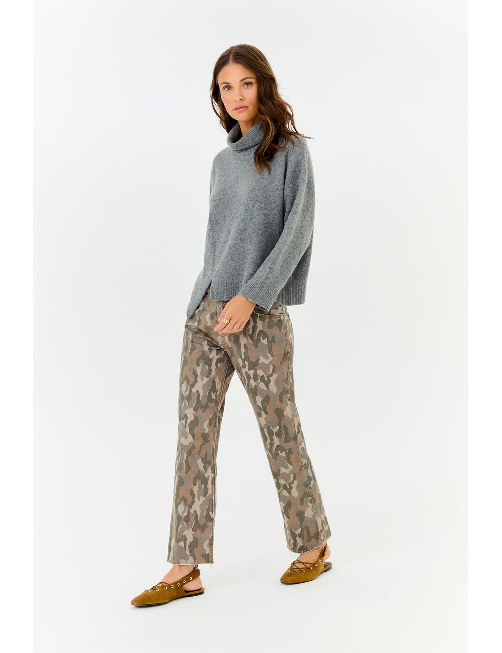 Calça Sarja Relaxed Estampa Camuflado