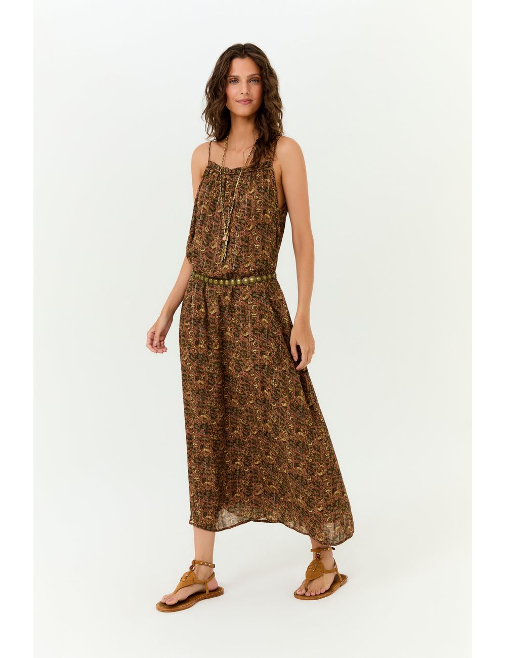 Vestido Midi Alcinha Estampa Peony