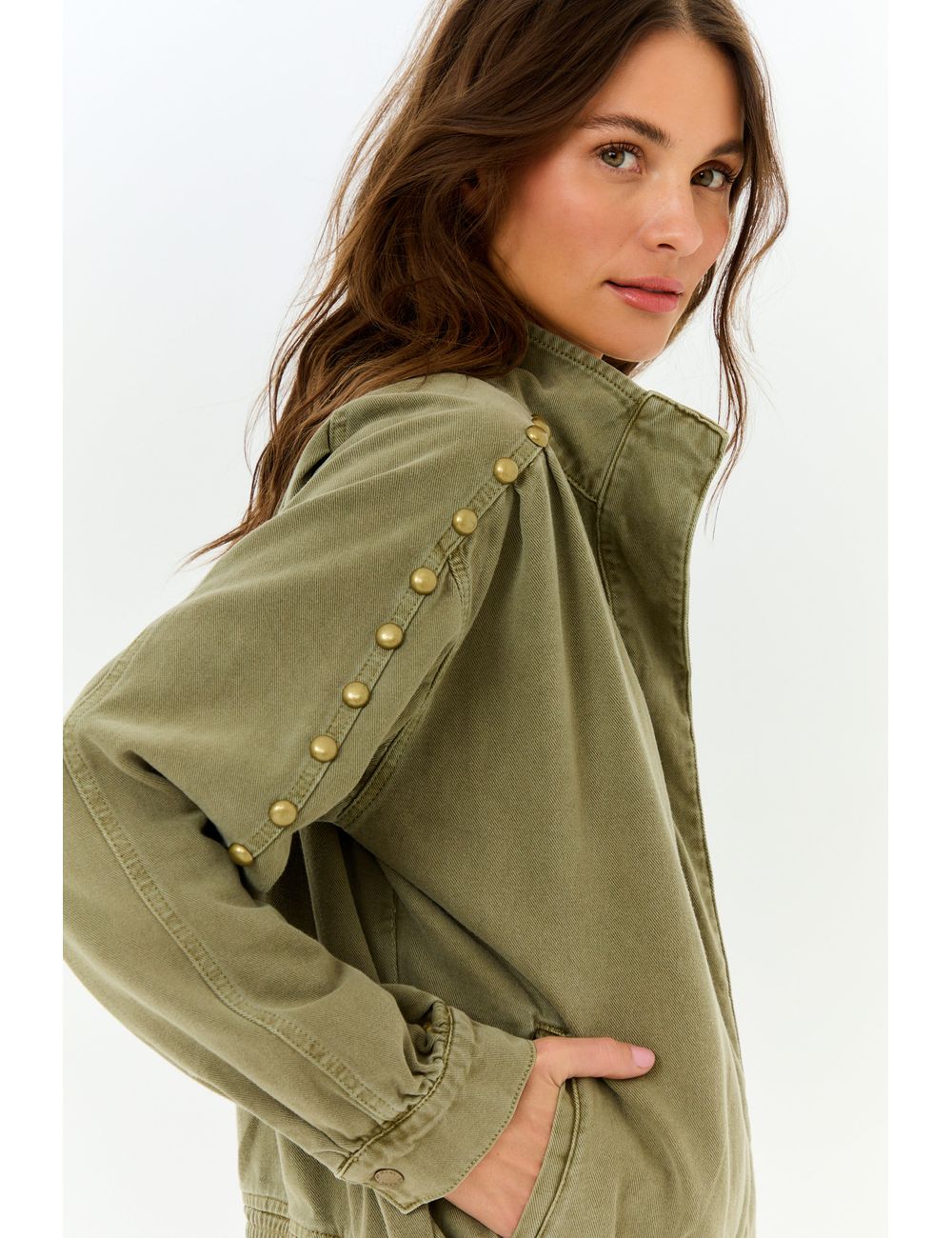 Jaqueta Sarja Oversize Pregas e Tacha