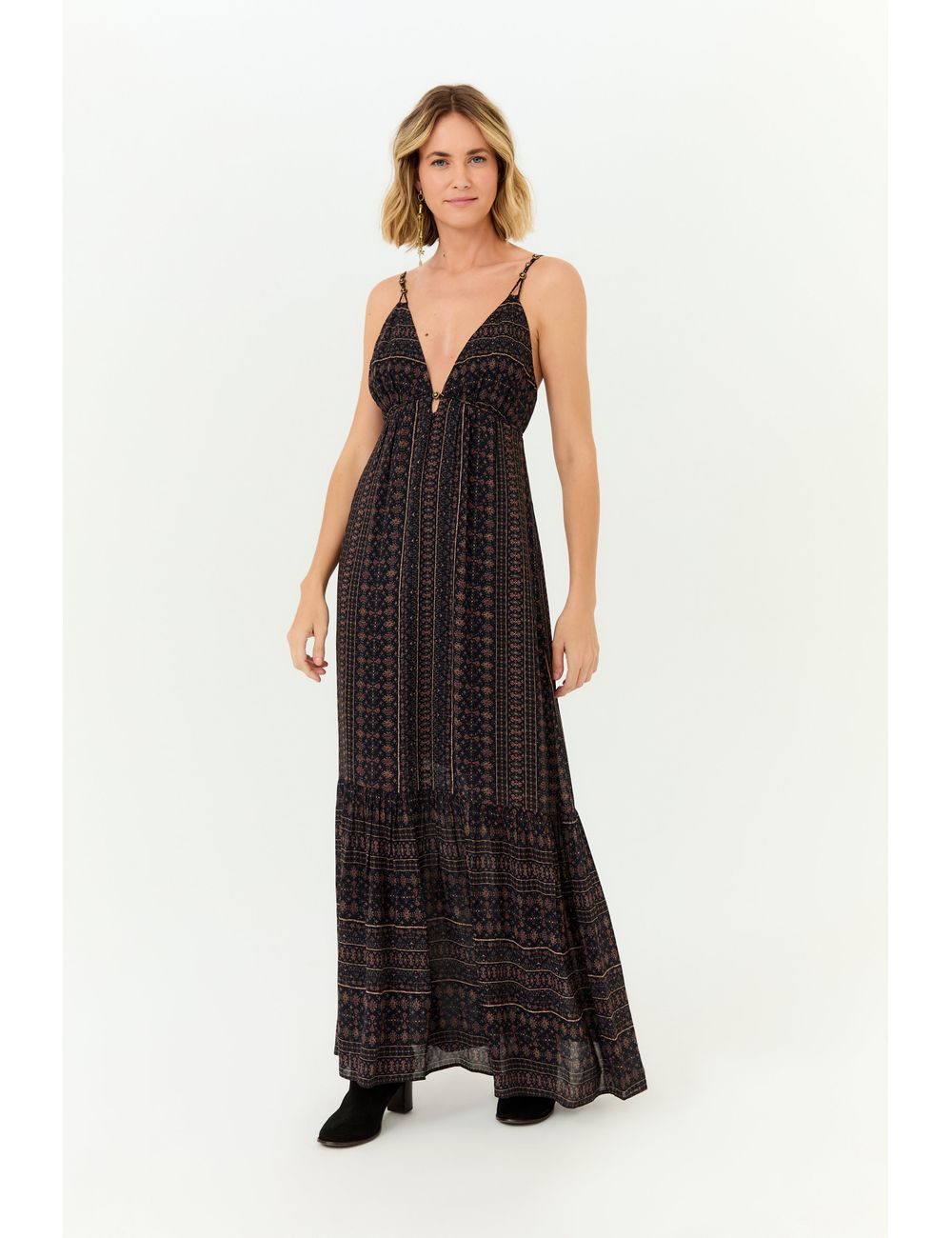 Vestido Midi Ggt Metais Estampa Ivy