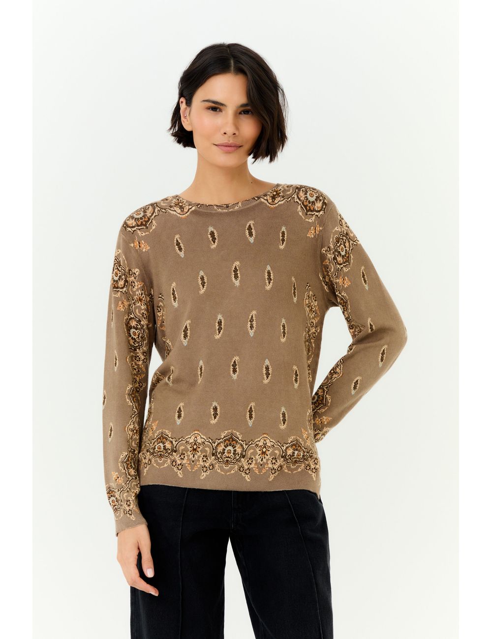 Blusa Tricot Estampa Paisley