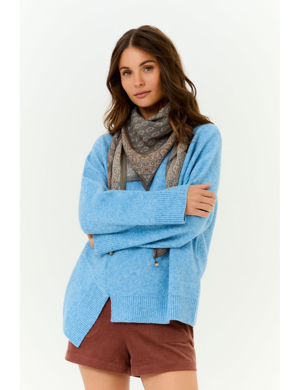Pull Tricot Gola Alta Barra Assimetri
