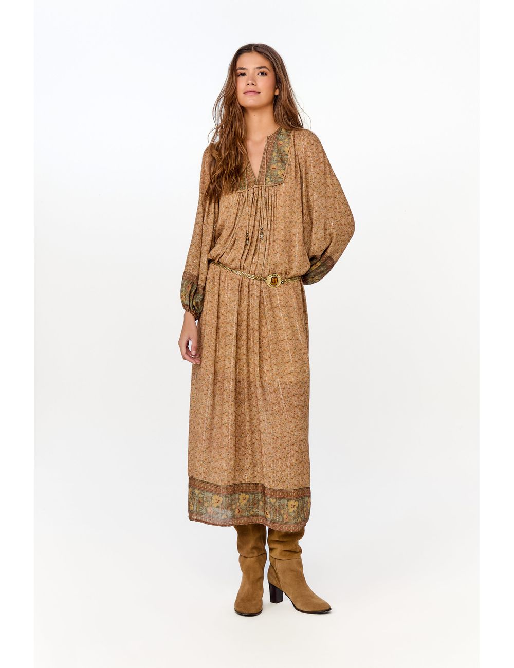 Vestido Longo Mix Estampa Ipe