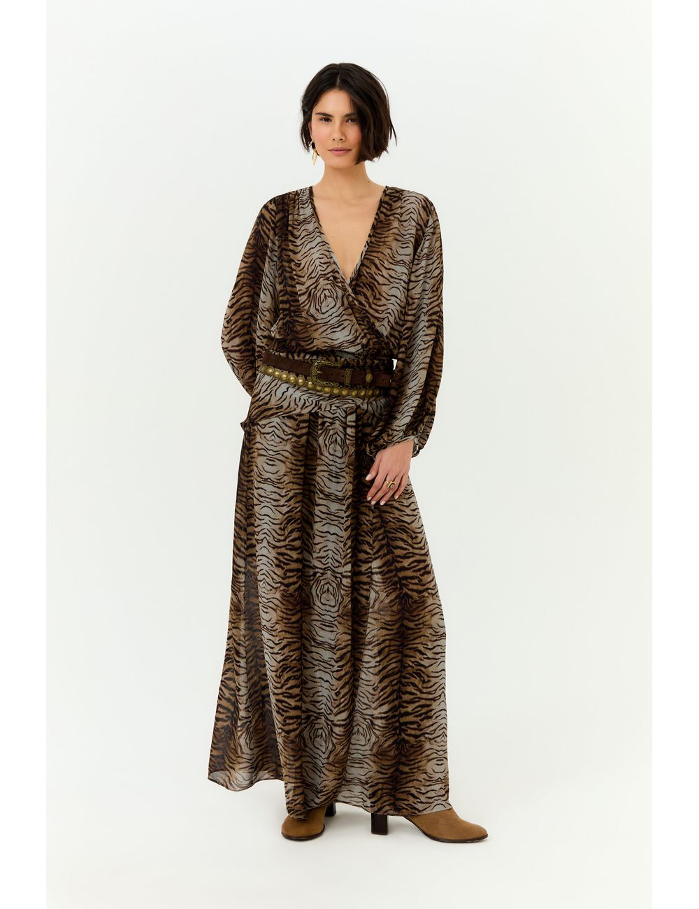 Vestido Midi Ggt Estampa Felin