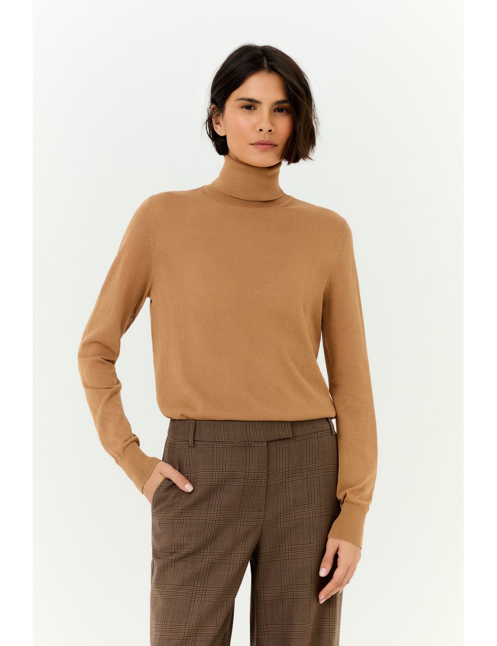 Blusa Tricot Transparência Gola Alta