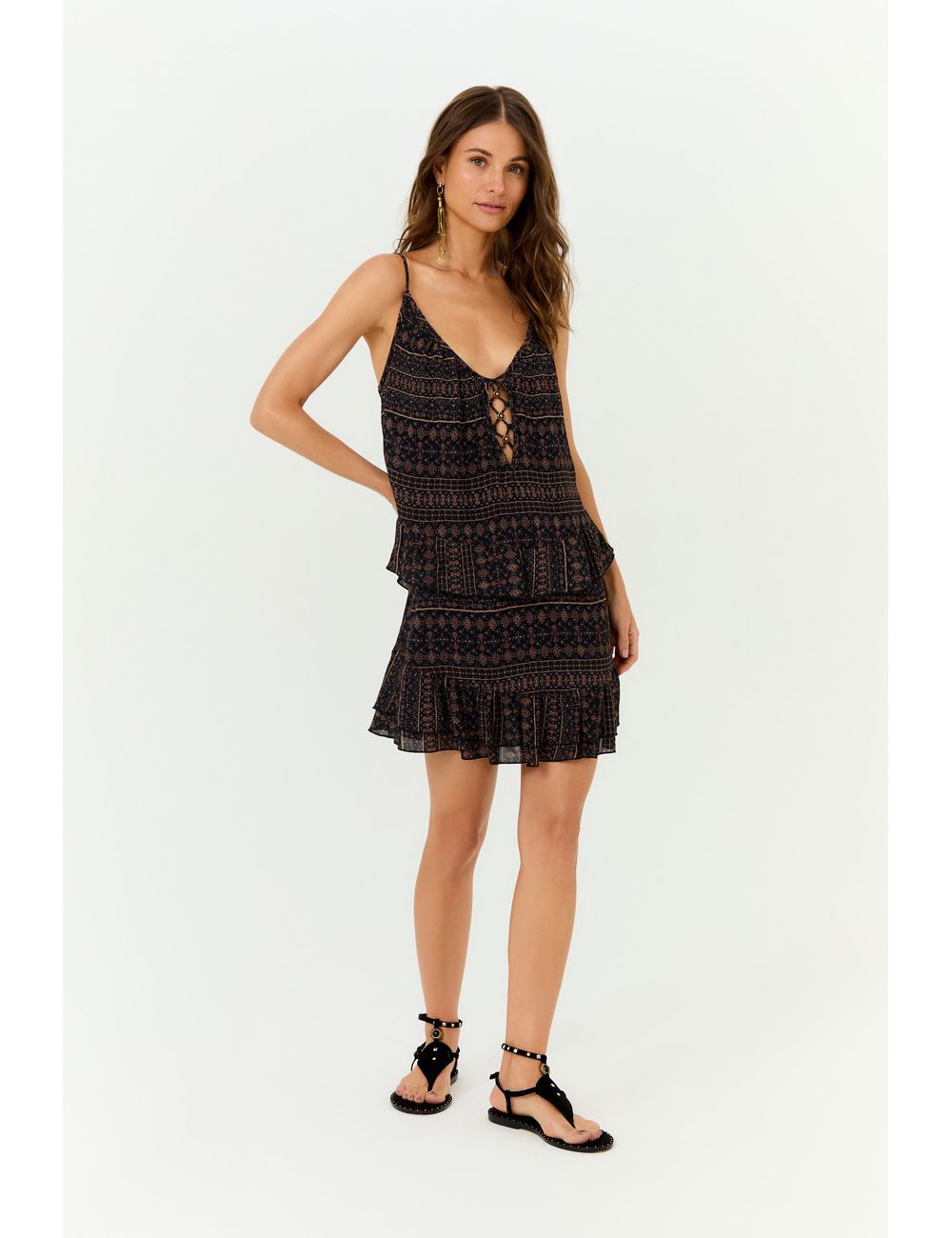 Vestido Curto Ggt Metais Estampa Ivy