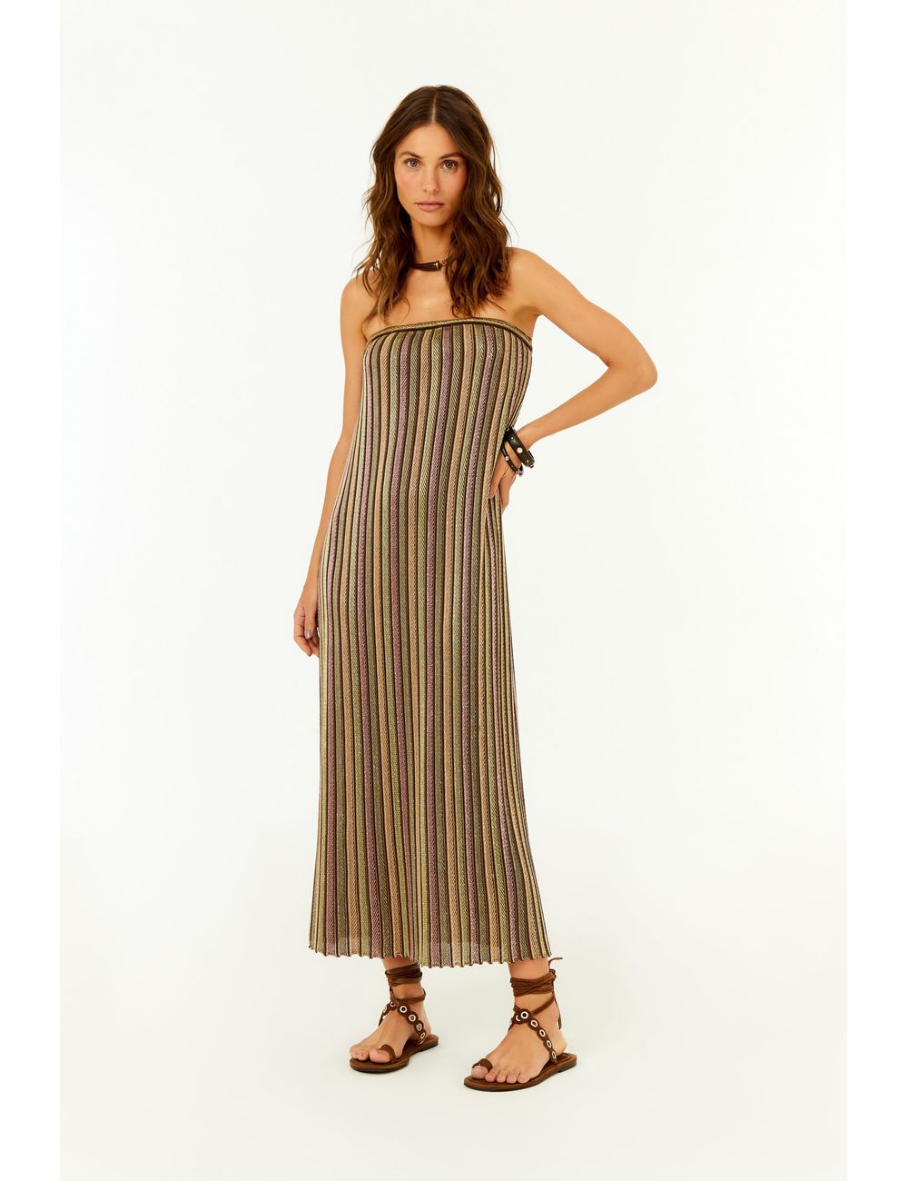 Vestido Tricot Sem Alça Multicolorido