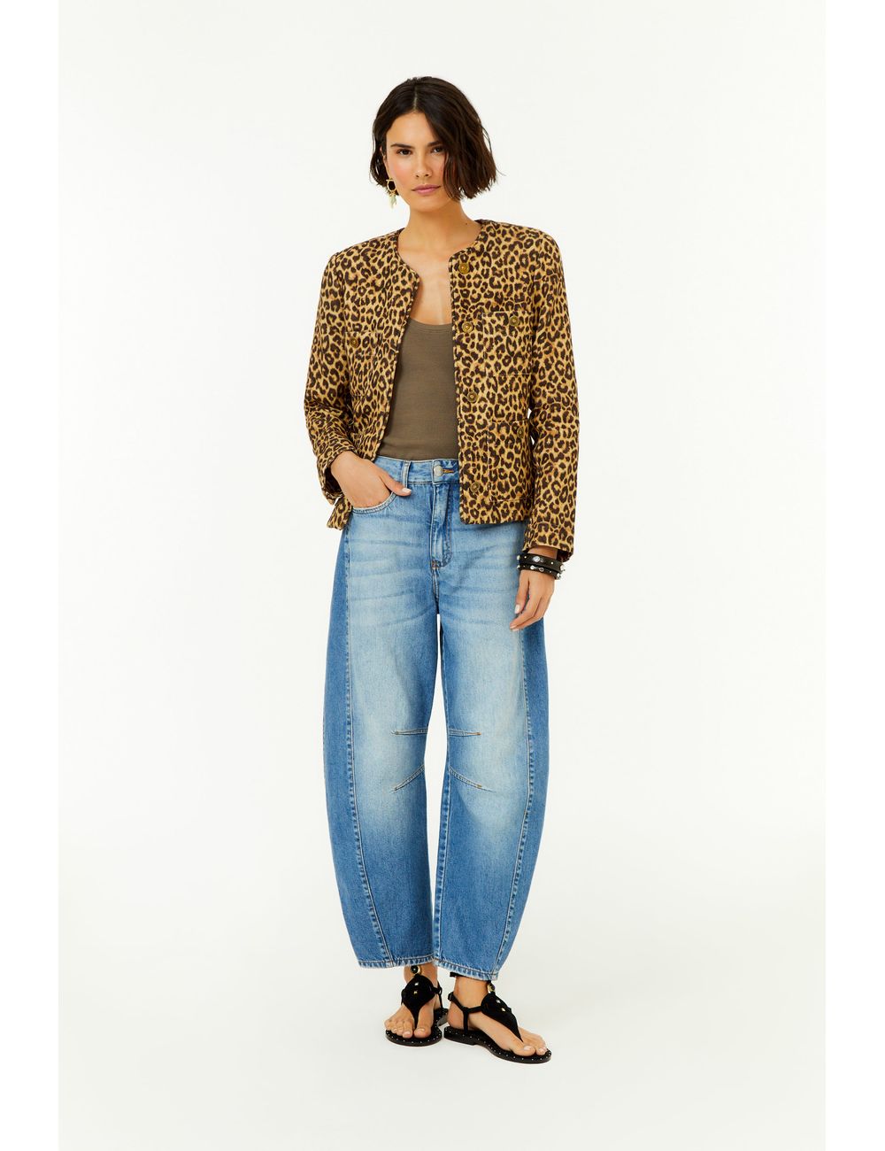 Calça Jeans Barrel Recorte Lateral