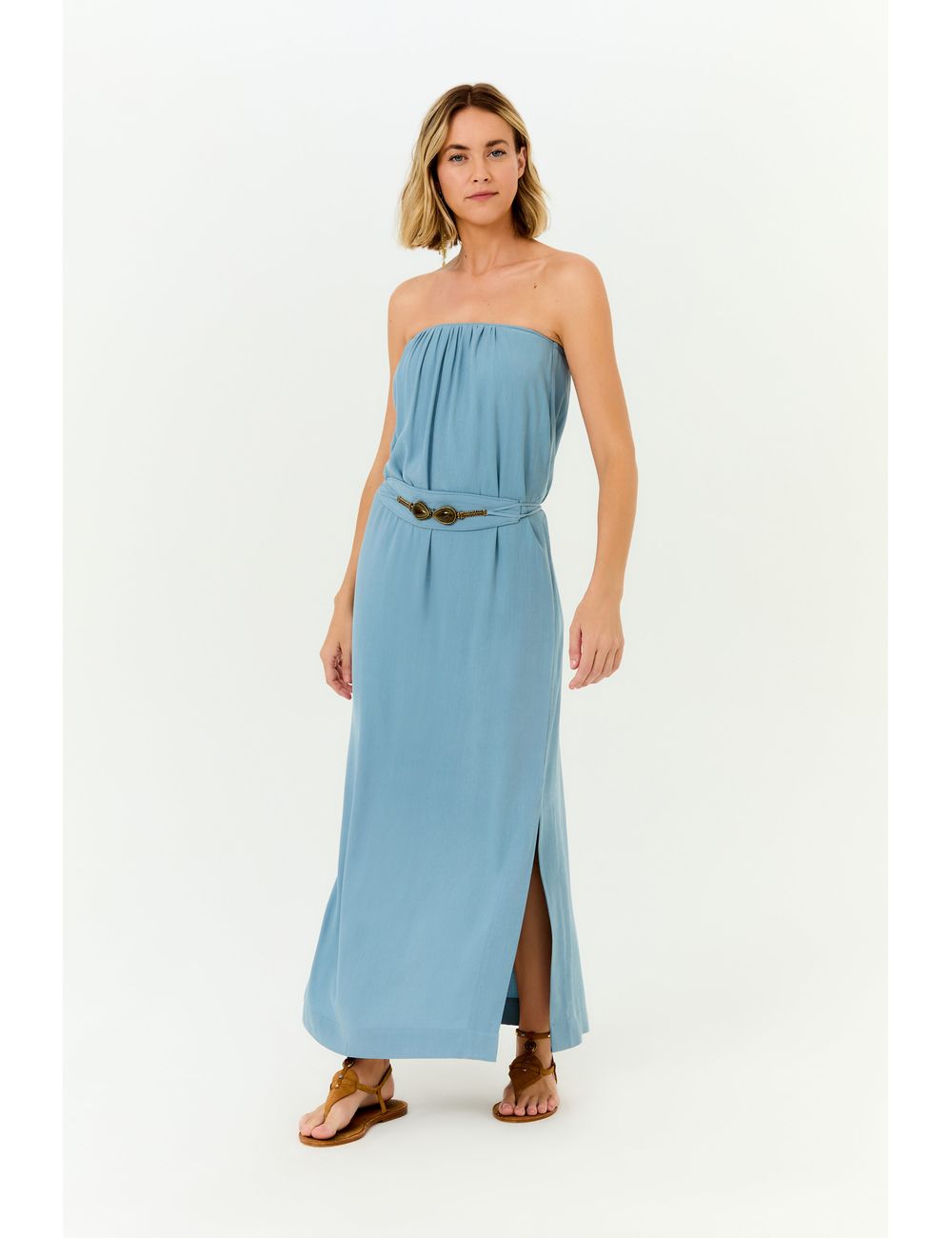 Vestido Longo Fivela Cinto