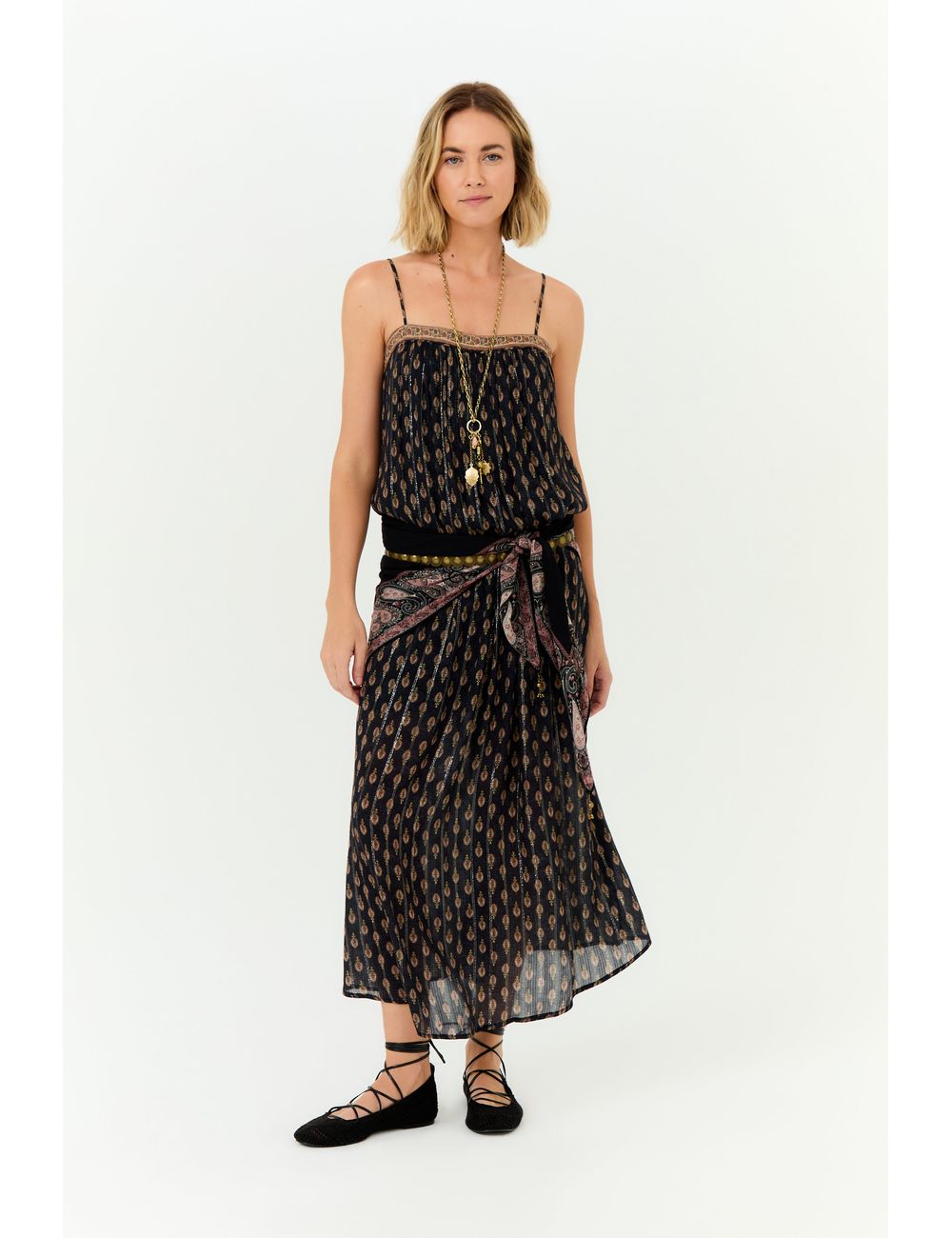 Vestido Longo Alça Estampa Jasmin