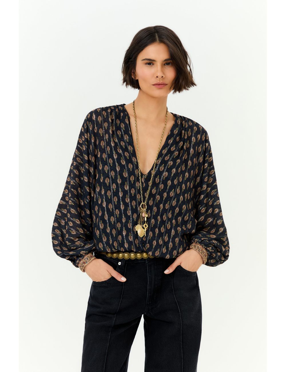 Blusa Manga Longa Estampa Jasmin