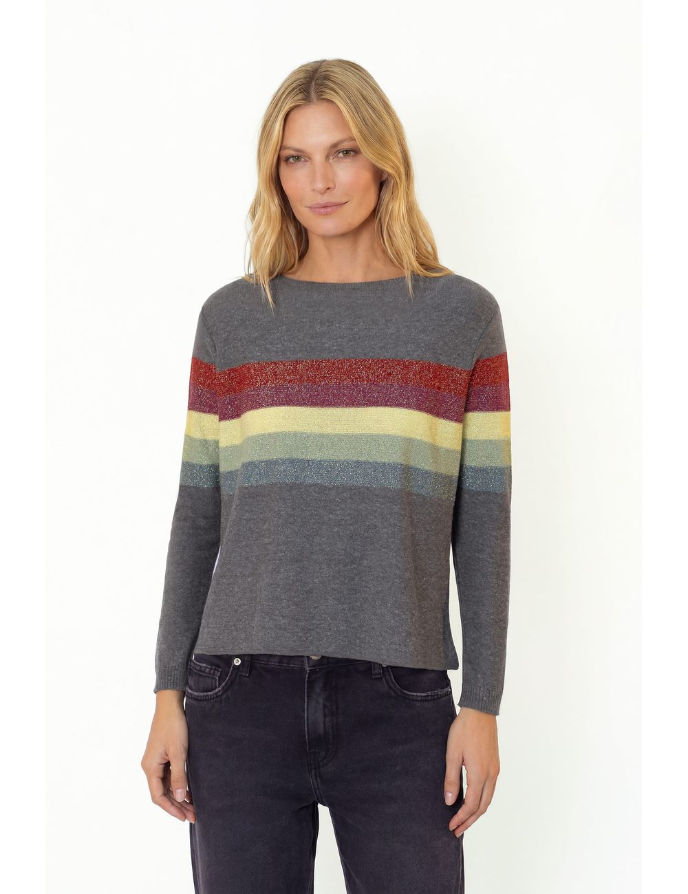 Blusa Tricot Listras Com Lurex