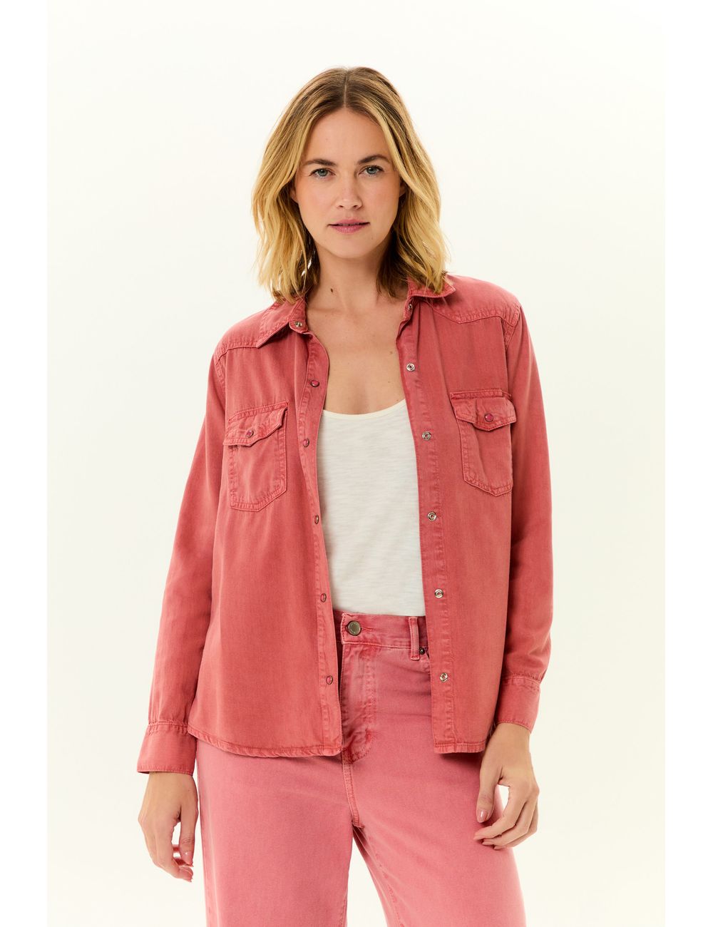 Camisa Sarja Stone Com Pala e Bolsos