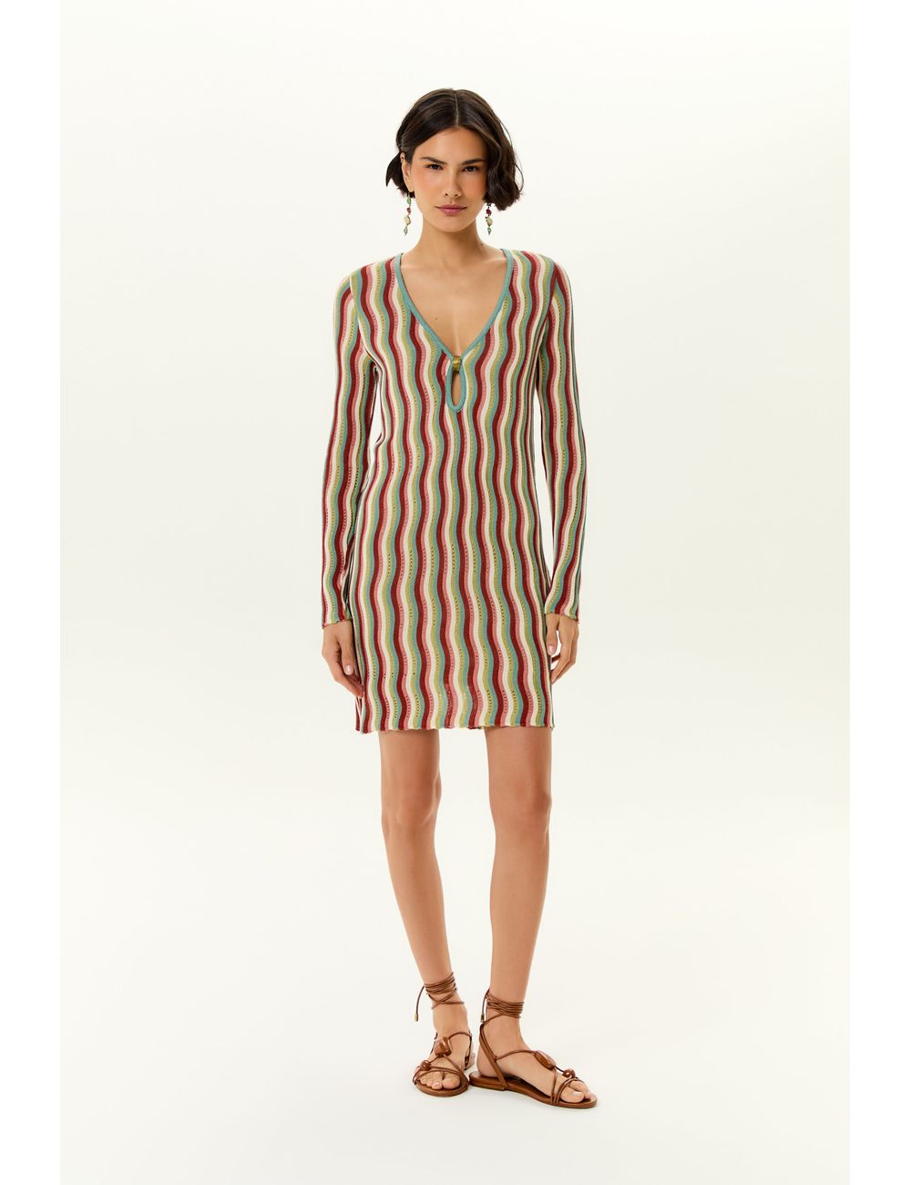 Vestido Curto Tricot Decote Gota