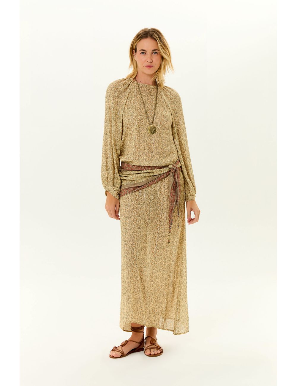 Vestido Midi Lenco Estampa Amarilis
